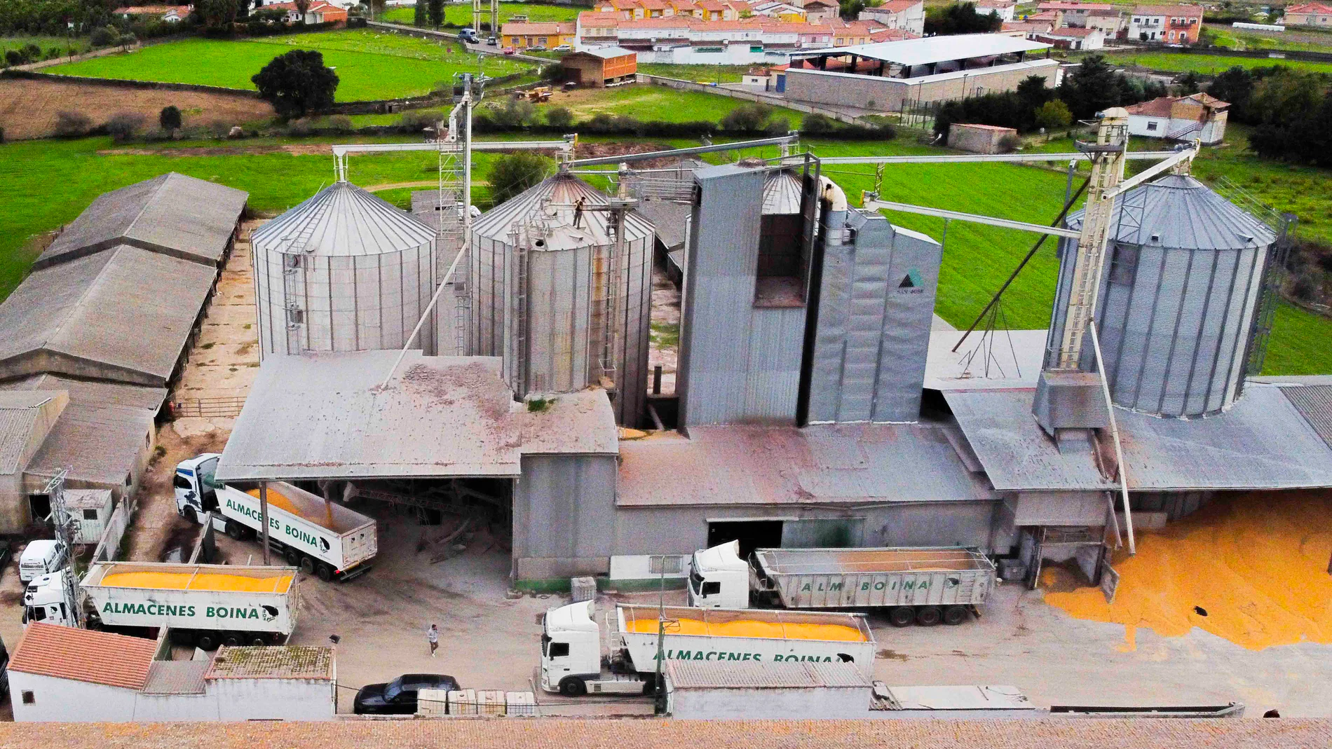 Vista aérea de las instalaciones de Almacenes Boina en Extremadura